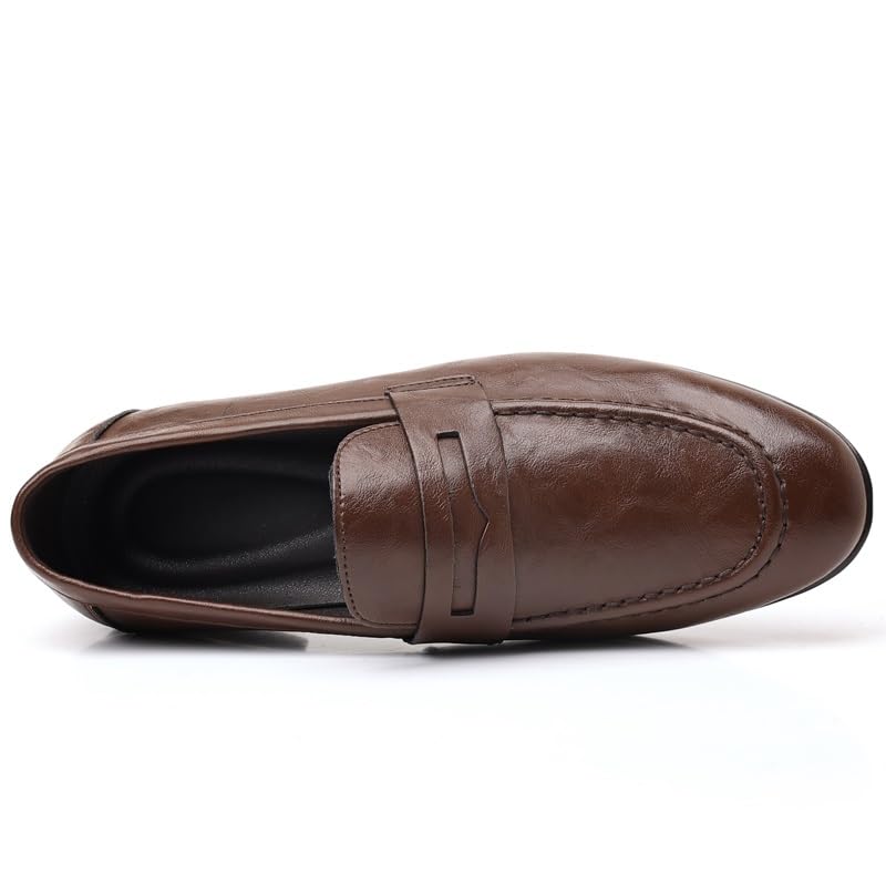 Men's Loafers Shoes Round Toe Faux Leather Apron Toe Penny Loafers Resistant Flexible Comfortable Classic Fashion Slip On2