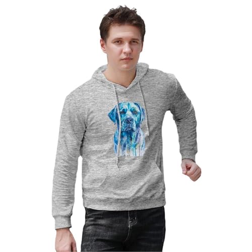 Watercolor Bull Dog Unisex Casual Hoodies Long Sleeve Lightweight Pullover Tops Loose Sweatshirt with Pocket4