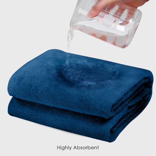 Image of HOUSSE Premium Microfiber Bath Towel - Extra Large 75x150cm Quick Dry Towels for Women Men & Kids | Super Soft Plush 550 GSM | Ultra Absorbent for Home Swimming Sports & Travel (Ink Blue)
