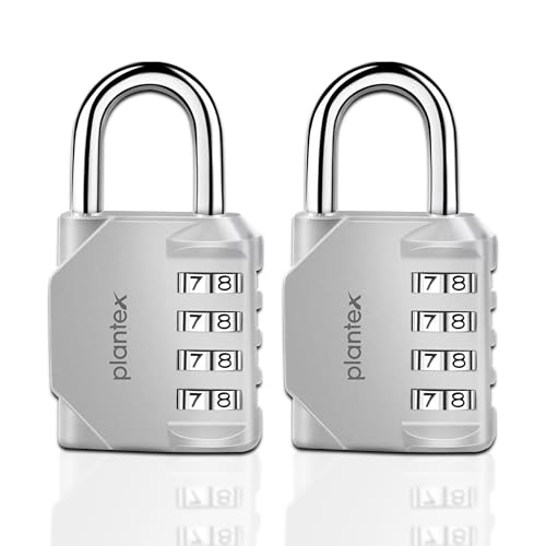 Image of Plantex 4 Digit Combination Number Metal Lock /Zinc Alloy Locks for Luggage /Locks for Travel Bags for Luggage /Locks for Cabin Luggage /Travel Essentials - Pack of 2 (Silver)