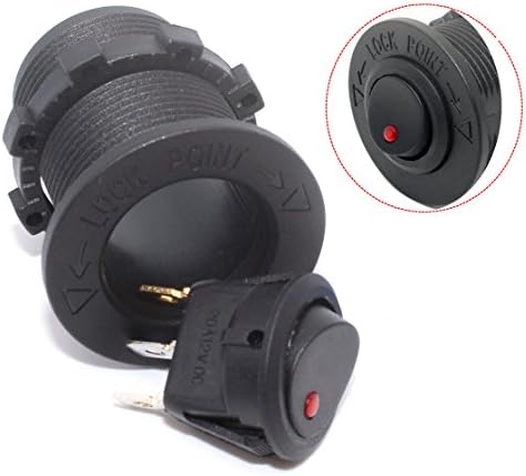 Cllena Car Truck Rocker Toggle LED Switch Shell 3 Pins On-Off Control 12V (Red Light)