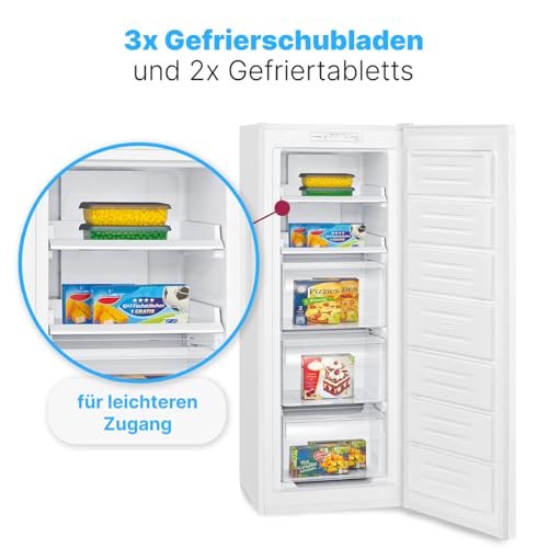 Bomann® Gefrierschrank Nofrost | freistehender Tiefkühlschrank | 161L | Total No Frost - nie wieder abtauen | MultiAirflow-System | Türanschlag wechselbar | Schnellgefrierfunktion | GS 7362 weiß