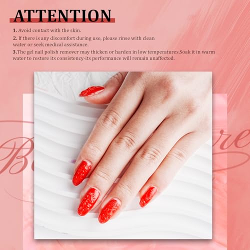 Image of JODSONE Professional Gel Nail Polish Remover Kit:3Pcs Quick 15ML Gel Nail Polish Remover,2 Sanding Strips and Steel Pushers,Complete with Professional and Highly Efficient Tools,Safe Remove at Home