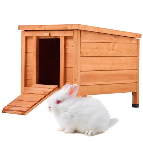 CO-Z Outdoor Cat House, Weatherproof Rabbit Hutch Hideout Indoor Bunny Cage, Wooden Outside Shelter for Feral Cats, Rabbits, Chicken, Small Animal, Ideal for Guinea Pigs Pigeons Ducks Tortoises, Wood