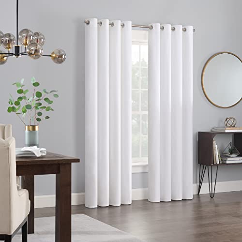 Eclipse Aurelia Velvet Room Darkening Grommet Noise Reduction Window Curtains (2 Panels), 52 In X 84 In, White #TOP6