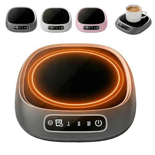 Electric Coffee-Cup Warmer Screen Touch with 3-Temp Settings | USB-Powered Desktop Mug Warmer for Ceramic/Glass/Metal, Fast Heating Plate, Ideal Gift & Kitchen Appliances Coffee Accessories (Grey)