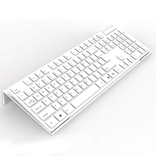 KOTEMON Acrylic Tilted Computer Keyboard Stand for Ergonomic Typing, Keyboard Tray Holder with Silicone Non-Slip Case, White