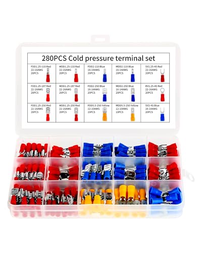 Set da 280 capicorda elettrici – 15 tipi di faston