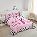 Castle Fairy Western Cowboy Comforter Set,Cowgirl Bedding Set for Kids Girls Women,Adults Pink and Black Comforter,Farm Life Quilted Duvet Set Bedroom Collection Twin Size 2Pcs