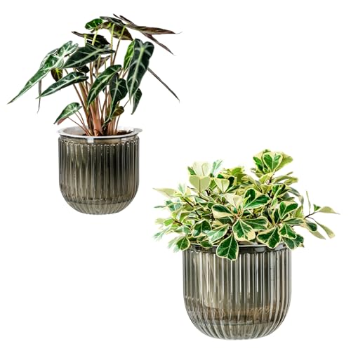 Melphoe Self Watering Pots for Indoor Plants Planter, 8.3/5.3 Inch 2 Pack Planters Self Watering Plant Pots for Flower, Houseplants, Succulent, African Violets and Cactus with Drainage