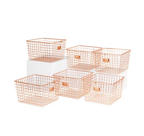Spectrum Diversified Wire Storage Basket (6 Pack), Medium Copper