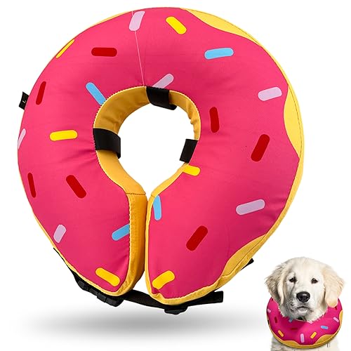 Image of Large Dog Donut Collar - Dog Cone Alternative Dog Cone Collar Alternative After Surgery. Dog Donut Cones for Large Dogs. Inflatable Dog Collars for After Surgery (S-Neck : 7 inch- 9.5 inch)