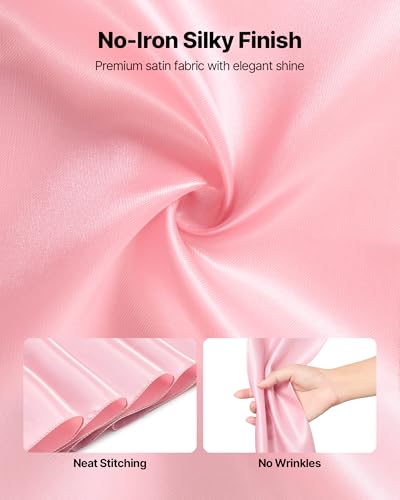 Image of VEVOR Satin Chair Sashes Bows, Chair Ribbon Ties Back Sash, 7 x 108 inch, Wedding Reception Decoration, for Wedding Ceremony Baby Shower Party Events Banquet Cover Decoration (Rose Gold, 100pcs)