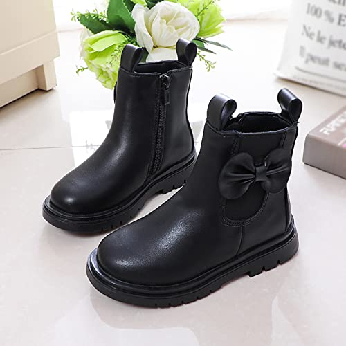 EnJoCho Girl Toddler Rain Boots 3-12Years Girls Leather Boots Shoes Waterproof Leather Short Boots Non Slip Breathable Boots3