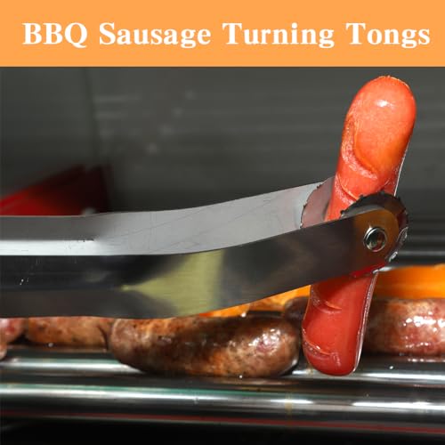 LYEAA Rotating BBQ Sausage Tongs - Durable Stainless Steel Kitchen & Grill Utensils for Outdoor Dining - Image 8