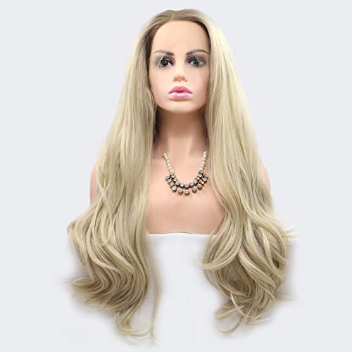 Perruque de cheveux longs et bouclés gold fausse chevelure blonde pour femme