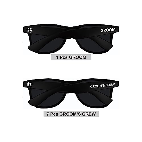 Image of 8 Pack Groomsmen Sunglasses for Men - Wedding Sunglasses for Groomsman Proposal Gifts, Bachelor Party Favors