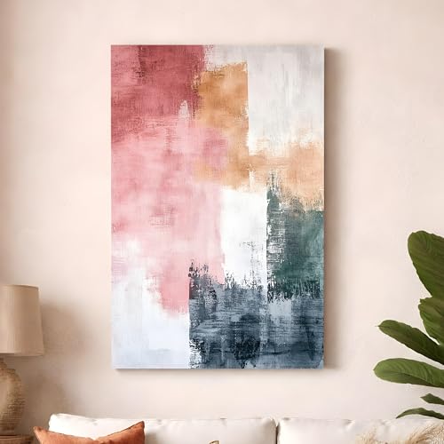 Image of Modern Abstract Stretched Canvas Painting For Living Room | Multicolor Atmospheric Stretched Canvas Wall Art For Livingroom Home Decor, Bedroom, Hallway's, Office, Hotel - 56x86 cm