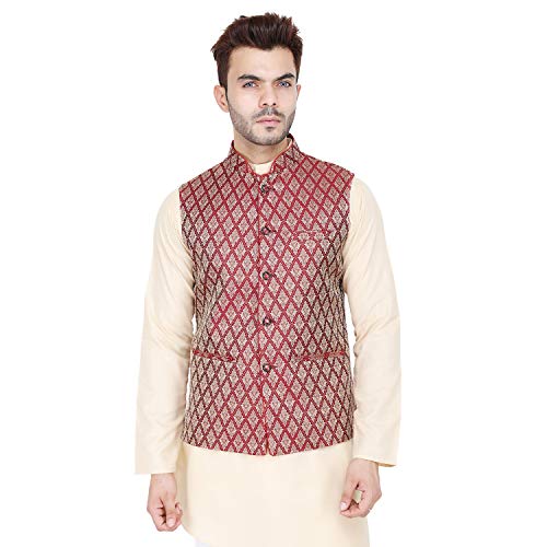 Image of Badoliya & Sons Men's Brocade Zari Nehru Jacket /Waist Coat
