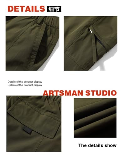 Jeans Pants Trouser Denim Can Tie Legs in Two Ways Work for Men with Multiple Pockets Daily Commuting Green Versatile3