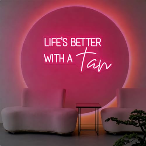 Image of Life Is Better With A Tan Led Dimmable Neon Sign for Home Bathroom Spa Beauty Cosmetic Salon Wall Decor,Spa Day Gifts for Women,Spa Products Aesthetic Center Salon Door Decorative