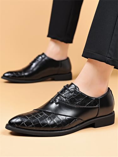 Image of Men's Trendy Dress Shoes Business Formal Lace-up Oxfords Modern Casual Derby Shoes