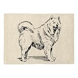 Set de Table en Lin - Chow Chow Chien de Race Poil Long Dessin Mignon - Grand Format 40 x 28,5 cm