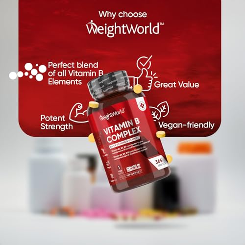 Vitamin-B-Complex-High-Strength-365-Vegan-Tablets-1-Year-Supply-Blend-of-8-B-Vitamins-Vitamin-C-One-A-Day-No-Fillers-Folic-Acid-Biotin-B1-B2-B3-B5-B6-Vitamin-B12-Supplement