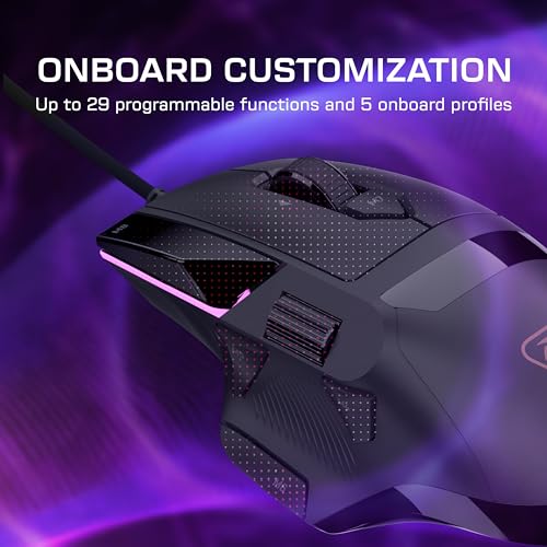 Image of Turtle Beach Command Series MC3 Wired Customizable RGB Gaming Mouse | Owl‑Eye 30K DPI Optical Sensor, 4D Scroll Wheel, 1K Polling Rate, Optical Switches, 29 Programmable Buttons, RGB, Black