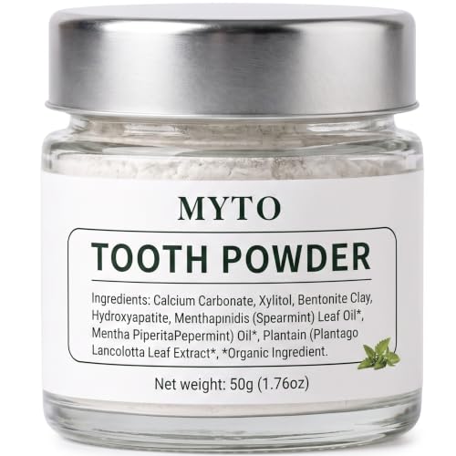 Myto Tooth Powder Collagen Tooth Powder RemineralizingHydroxyapatite Tooth Powder with Mint Fluoride Free Mineral Tooth Cleaning Powder Gentle Daily Oral Care- 1.76 OZ (1pc)