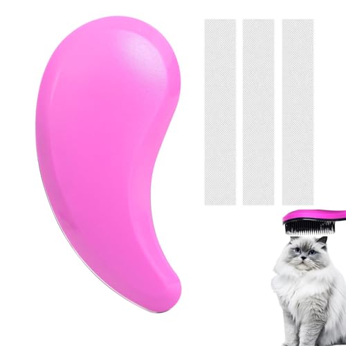 Image of Cat Brush for Shedding - Perfect Grooming Tool for Long-Haired Cats | Deshedding & Hair Remover for Indoor Pets (Pink)