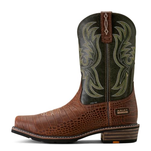 Ariat Men`s Ironside Brown Croco Print 11In Top Square Steel Toe Work Boot2