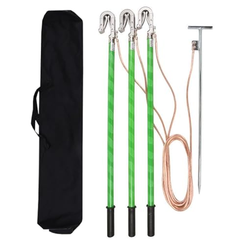 WXPXYBF 10KV Grounding Kit 25mm² Copper Wire Insulated Rod 1m Safety Clamp for Substation High Voltage Electrical Maintenance Durable Green