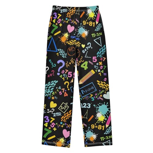 ZZXXB Mathematical Number Formula Boys Long Pants Soft Trousers Elastic Waist Kids Lounge Bottoms with Pockets S-XL
