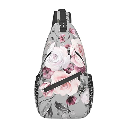 Sac à dos à bandoulière imprimé floral Noir taille unique