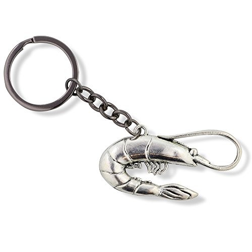 Emerald Park Jewelry Shrimp Charm Keychain, Silver, Medium
