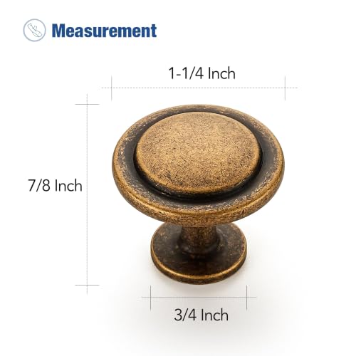 Image of Ravinte 30 Pack Antique Brass Cabinet Pulls 1-1 /4 inch Kitchen Drawer Pulls Cabinet Door Handles Knobs for Dresser