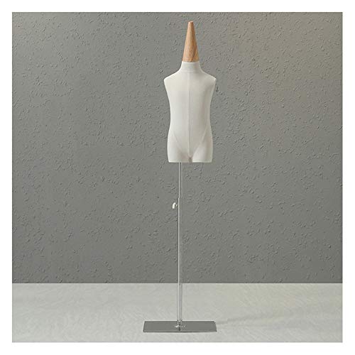 OTQEFTN Mannequins Child Torso Body Shop Window Model Clothing Display Stand, with Solid Wood Arms, Silver Square Shape Base, 2 Styles 3 Sizes