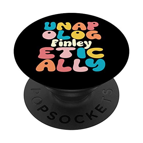 Finley Personalized Name Groovy Unapologetically Finley PopSockets Swappable PopGrip, Black