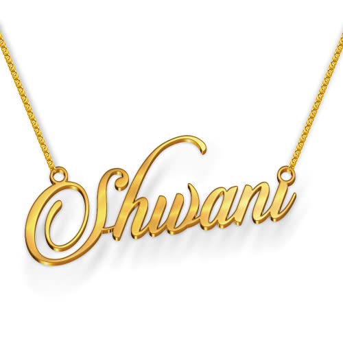 Image of Shivani Cursive Gold & Silver Name Pendant Necklace, Best Jewelry Gift for Girls.