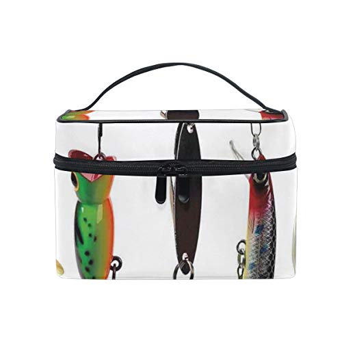 Preisvergleich Produktbild ZORMIEY Große Kosmetiktasche, Waschbeutel, Aufbewahrungstasche für Frauen,Verschiedene Arten von Fischködern Hobby Freizeit Sport Haken Fangelemente