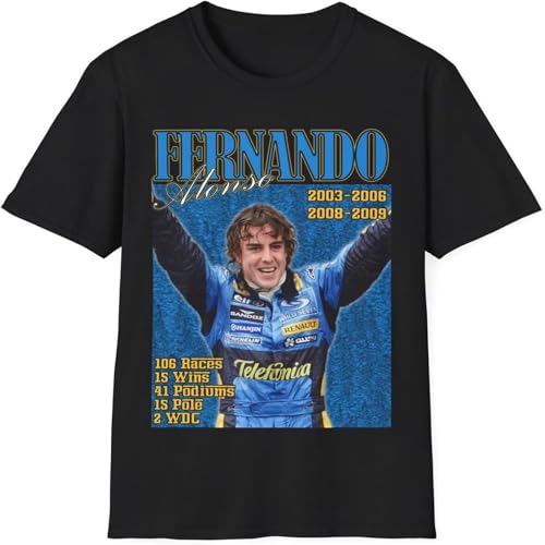 HANLINMY Fernando Alonso Tribute Bootleg T Shirt Casual Graphic Tops Black L