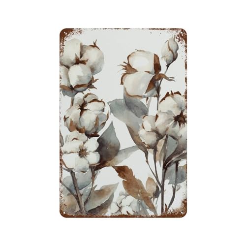 Fleurs en coton sur tableau en étain pour créer une ambiance café vintage