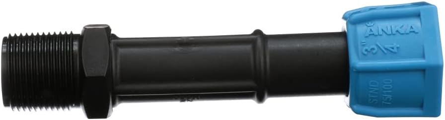 Watts AMA34 ANKA Series High Pressure Poly-Pipe Male NPT Adapter, 3/4" x 3/4" Black Fitting w/Blue Tapered Nut Seal, High Grade Glass Fiber Reinforced Nylon, Agriculture & Irrigation
