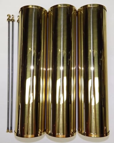 qdyzpp Grandfather Clock Weight Shells, Polished Brass, 60 x 245 mm, Set of 3 with Rods