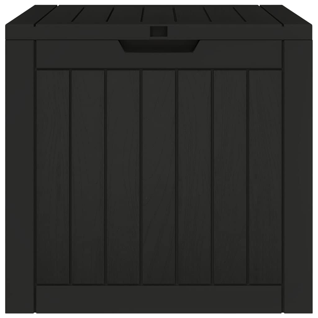 Générique Scatola portaoggetti da giardino nera 118L polipropilene imitazione legno, cassa esterna 55,5 x 43 x 53 cm con coperchio e maniglie laterali