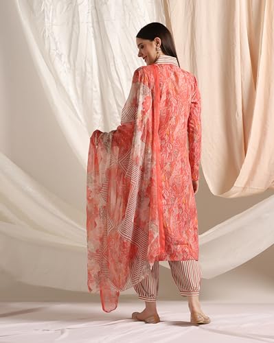 Leriya Fashion Women Cotton Blend Fancy Kurta Set Regular Fit Printed (Lf-K2720&P142&D97_Red_2Xl)
