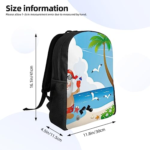 Santa Claus At Beach Printed Stylish Travel Backpack, Computer Bag With Comfortable Ergonomic Design Gym Bag Backpack #TOP3