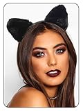 Catery Black Cat Ears Headband Halloween Fuzzy Cat Ears Headbands for Women