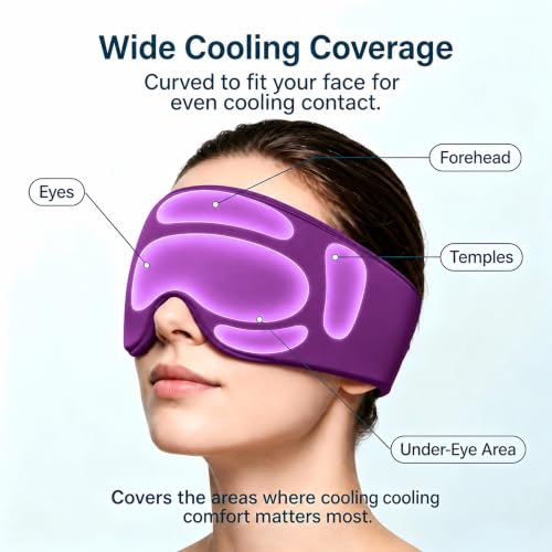 Image of Cooling Gel Eye Mask for Puffy Eyes, Migraine & Headache Relief, Full Eye-Area Cold Compress for Eyes & Temples, FSA Eligible HSA Reusable Eye Ice Pack for Swelling & Post-Surgery Recovery